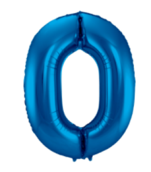 Folienballon 86 cm ungefüllt - Zahl 0 - blau