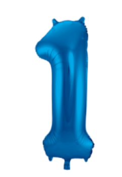 Folienballon 86 cm ungefüllt  - Zahl 1 - blau
