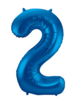 Folienballon 86 cm ungefüllt  - Zahl 2 - blau