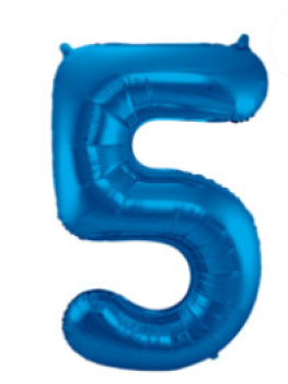 Folienballon 86 cm ungefüllt  - Zahl 5 - blau