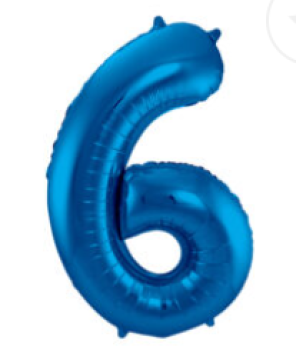 Folienballon 86 cm ungefüllt  - Zahl 6 - blau