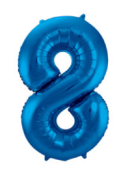 Folienballon 86 cm ungefüllt  - Zahl 8 - blau