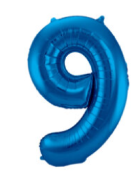 Folienballon 86 cm ungefüllt  - Zahl 9 - blau