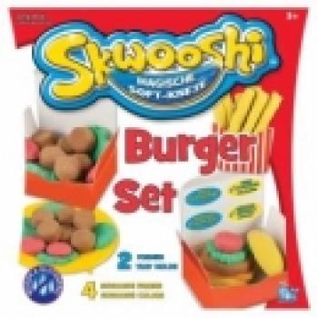 Skwooshi magische Soft-Knete - Burger Set mit 6-teiligem Zubehör und 227 g Knete in 4 Farben