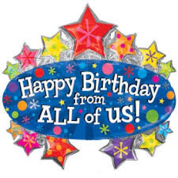 Happy Birthday from ALL of us! - blau - Folien Ballonfigur 71 x 79 cm ungefüllt