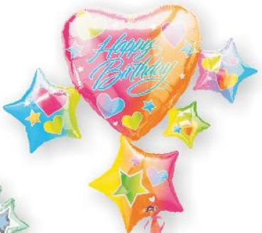 Happy Birthday bunt - Folien Ballonfigur 81 x 98 cm ungefüllt