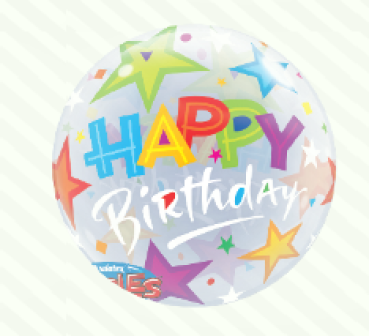 Bubble transparent - Happy Birthday - kugelrund 56 cm - ungefüllt