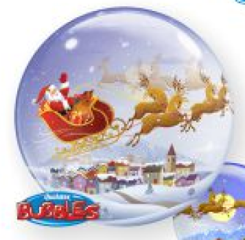 Bubble transparent - Weihnachtsmann und Rentiere - kugelrund 56 cm - ungefüllt