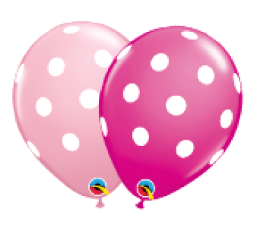 Big Polka Dots Pink und Wild Berry gemischt - Ballon 30 cm - 1 Beutel - 5 Stück