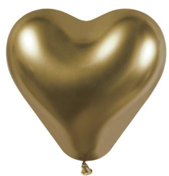 Herzballon 28-30 cm - glossy gold - 1 Beutel - 5 Stück