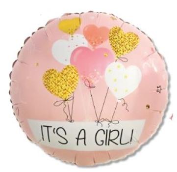 IT'S A GIRL! - rosa - Folienballon 45 cm ungefüllt