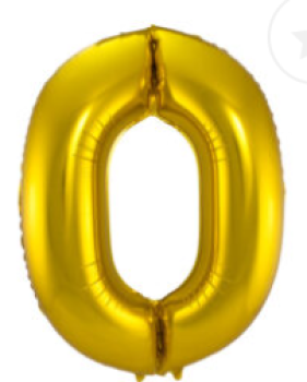 Folienballon 86 cm ungefüllt  - Zahl 0 - gold