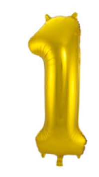 Folienballon 86 cm ungefüllt  - Zahl 1 - gold