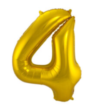 Folienballon 86 cm ungefüllt  - Zahl 4 - gold
