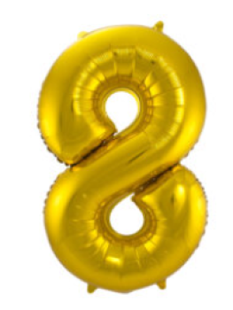 Folienballon 86 cm ungefüllt  - Zahl 8 - gold