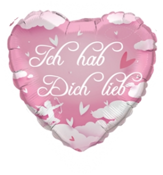 Jumbo Herz - Ich hab Dich lieb - rosa - Folienballon 75 cm ungefüllt