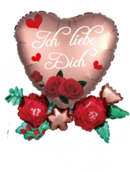 Jumbo Herz - Ich liebe Dich - roségold - Folienballon 75 cm ungefüllt
