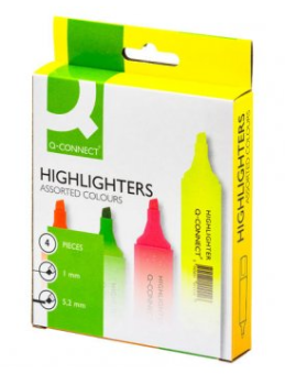 Textmarker Highlighters Economy, Strichbreite ca. 1 - 5 mm - 4er Etui