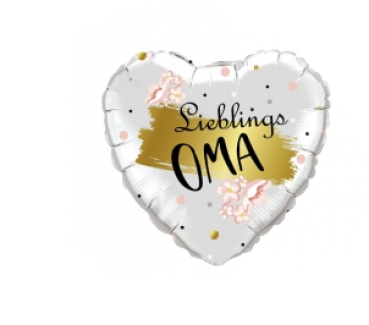 Lieblings OMA - Herz - weiss gold - Folienballon 45 cm ungefüllt