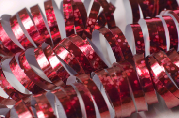 Luftschlange 3.8 m - Hologramm Glitzer - metallic rot
