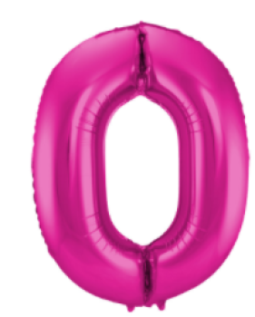Folienballon 86 cm ungefüllt  - Zahl 0 - pink