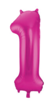 Folienballon 86 cm ungefüllt  - Zahl 1 - pink