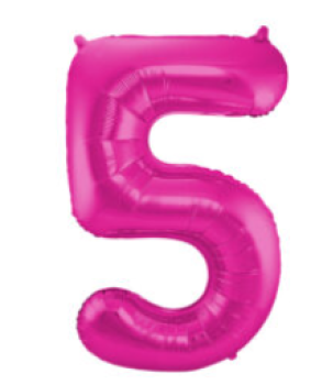 Folienballon 86 cm ungefüllt  - Zahl 5 - pink