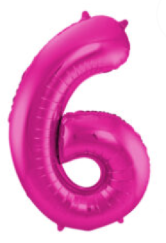 Folienballon 86 cm ungefüllt  - Zahl 6 - pink