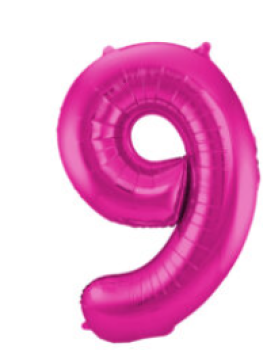 Folienballon 86 cm ungefüllt  - Zahl 9 - pink