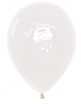 Ballon 28 cm - Just Married Car - Crystal Clear - 1 Beutel - 5 Stück 