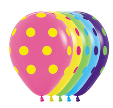 Polka Dots - bunt - Ballon 30 cm - 1 Beutel - 5 Stück