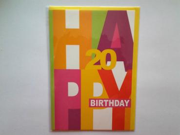 20. Geburtstag - Doppelkarte A6 mit Couvert