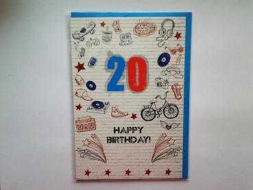 20. Geburtstag - Doppelkarte A6 mit Couvert