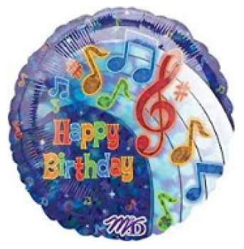 Happy Birthday Musical - Folienballon 45 cm ungefüllt