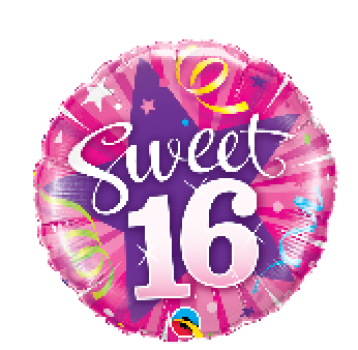 Zahl 16 - Sweet Luftschlangen - pink und lila - Folienballon 45 cm ungefüllt