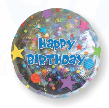 Happy Birthday Explosion Holo - Folienballon 45 cm ungefüllt