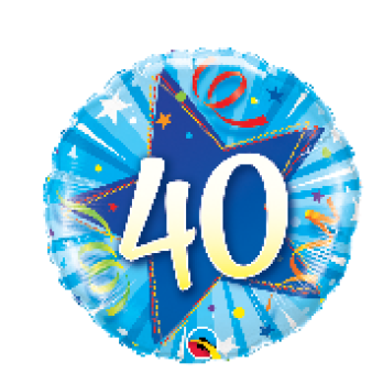 Zahl 40 - Luftschlangen - hellblau und blau - Folienballon 45 cm ungefüllt