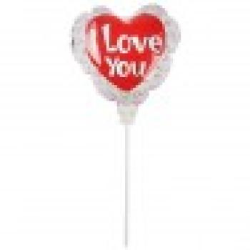 Herz Folien - I Love you - Selbstaufblasender Luftballon am Stab - Folienballon 17 cm