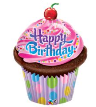 Happy Birthday Muffin bunt - Folien Ballonfigur 89 cm ungefüllt