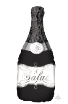 Champagnerflasche SALUT Satin Luxe - schwarz - Folien Ballonfigur 91 cm ungefüllt