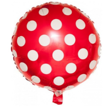 Round Polka Dots weiss - rot - Folienballon 45 cm ungefüllt