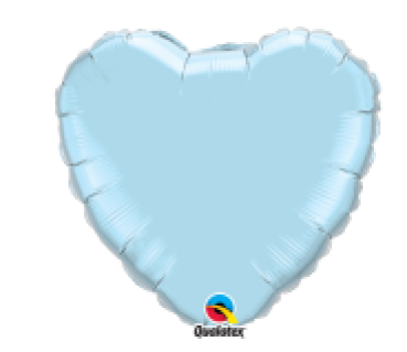 Herz perl - hellblau - Folienballon 45 cm ungefüllt