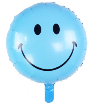 Smiley Face Light - blau - Folienballon 45 cm ungefüllt