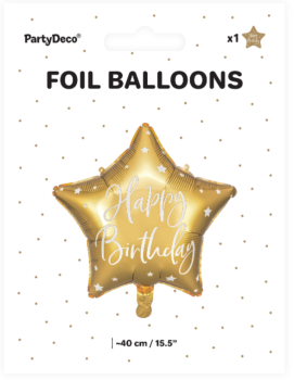 Happy Birthday Stern gold - Folienballon 40 cm - ungefüllt