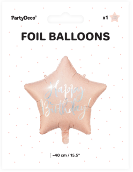 Happy Birthday Stern rosa - Folienballon 40 cm - ungefüllt