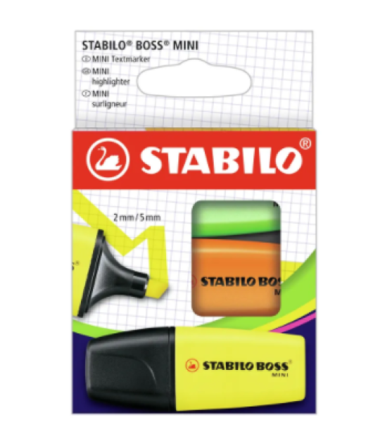 STABILO® BOSS® Textmarker MINIpop - 3er Kartonetui