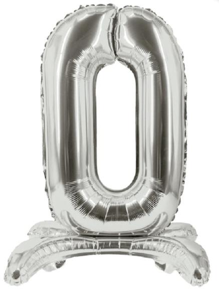 Folien Stand Up Balloon 74 cm - Zahl 0 - silber