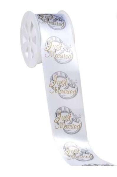 Satin Geschenkband 4 cm x 3 Meter - Just Married