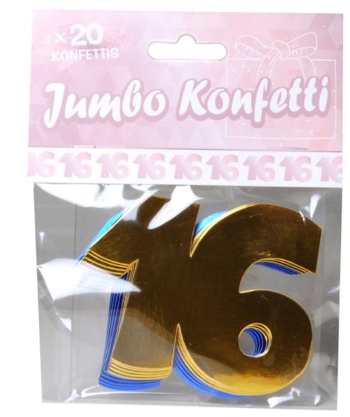 Jumbo Konfetti Pappe - 20 Stück ​7,5 cm x 10 cm - bunt Zahl 16