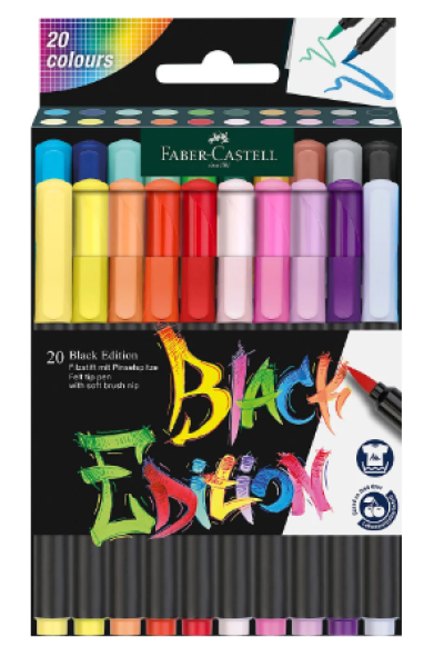 Brush Pen - Black Edition - 20 Farben Kartonetui